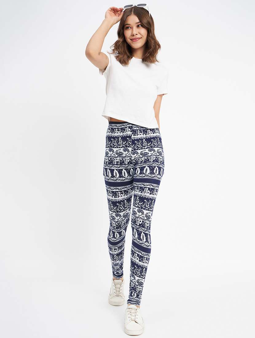 blue printed legging - 20123314 -  Standard Image - 4