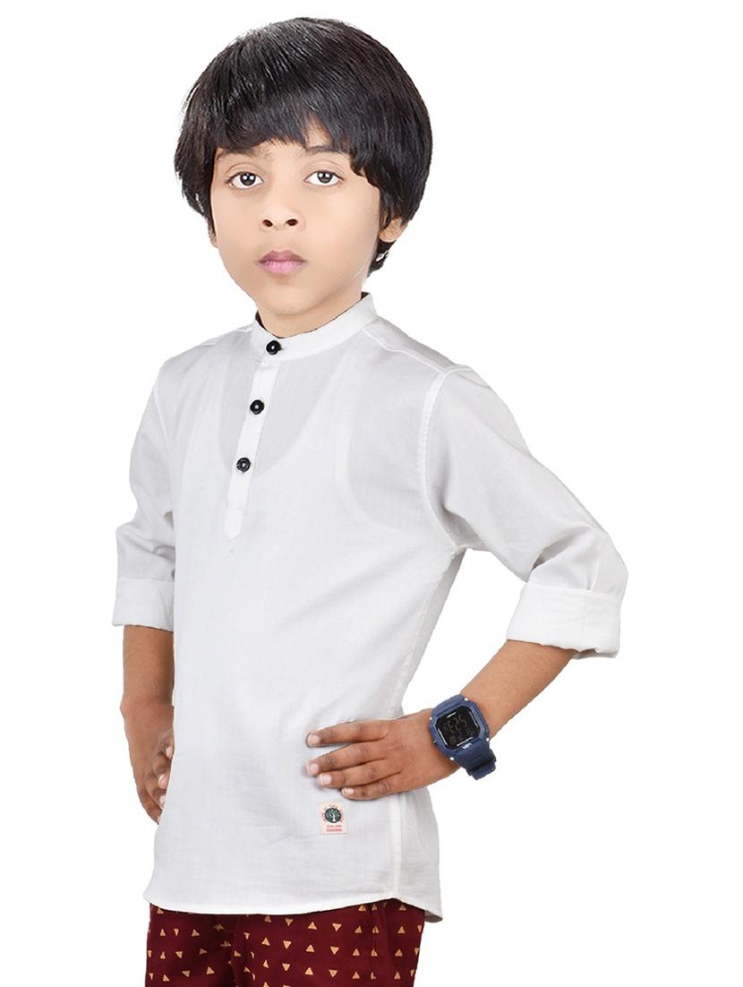 boys self design cotton kurta - 20124240 - Standard Image - 1