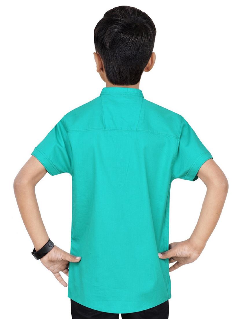 boys mandarin neck solid short kurta - 20124432 - Standard Image - 1
