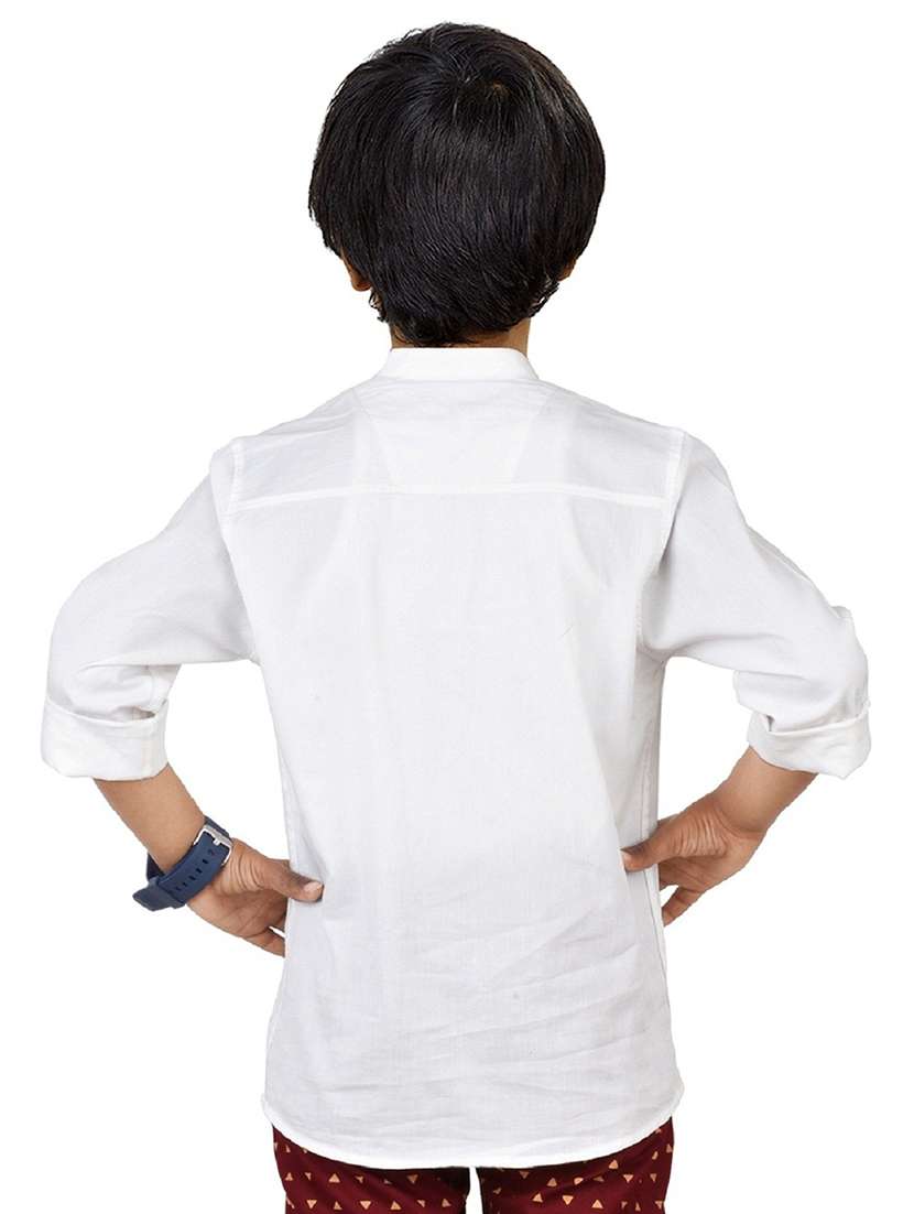 boys mandarin neck solid short kurta - 20124532 -  Standard Image - 1