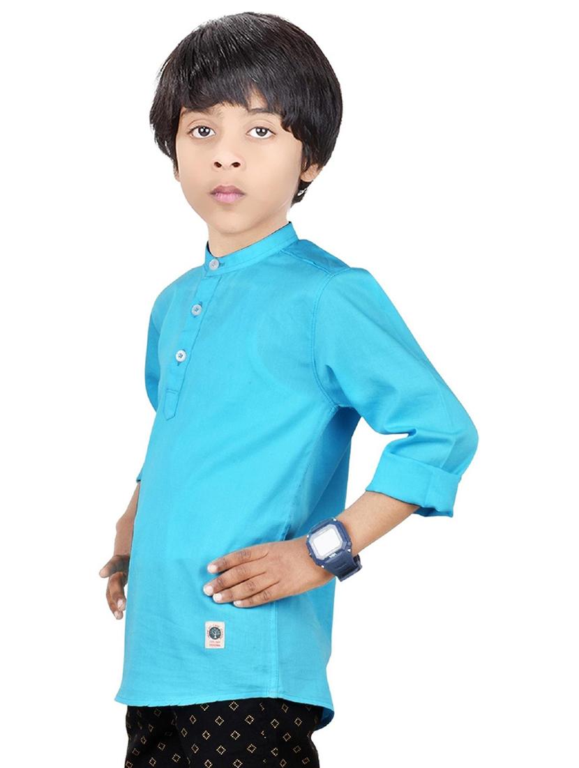 boys solid cotton short kurta - 20124691 -  Standard Image - 1