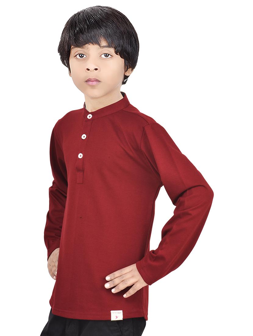 boys solid cotton short kurta - 20124712 - Standard Image - 1