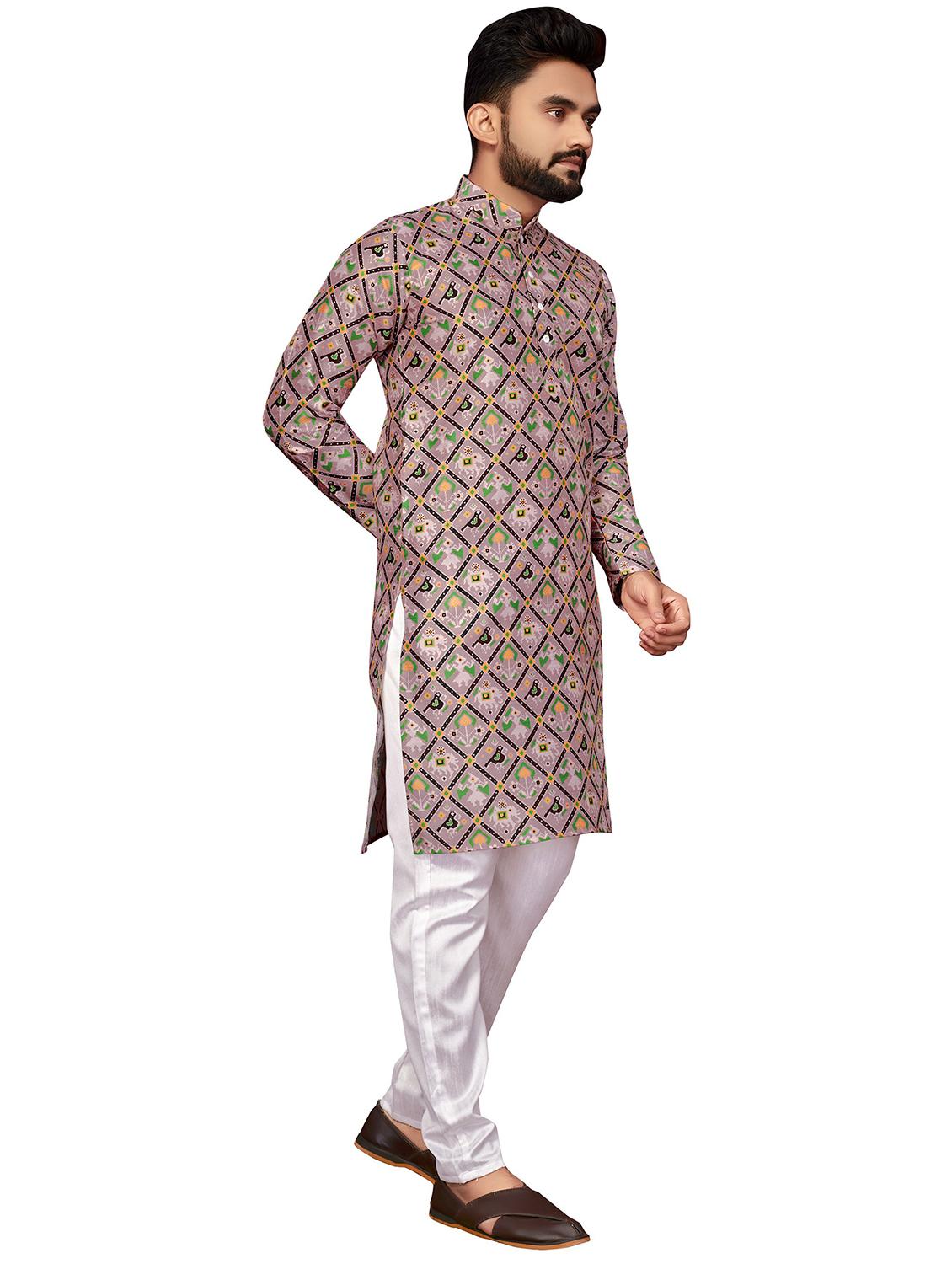 men's printed kurta pyjama set - 20125071 - Standard Image - 1