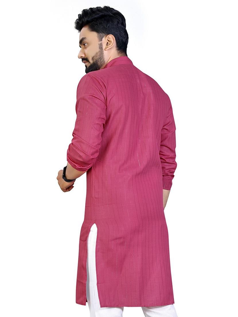 mandarin neck striped long kurta - 20125109 - Standard Image - 1