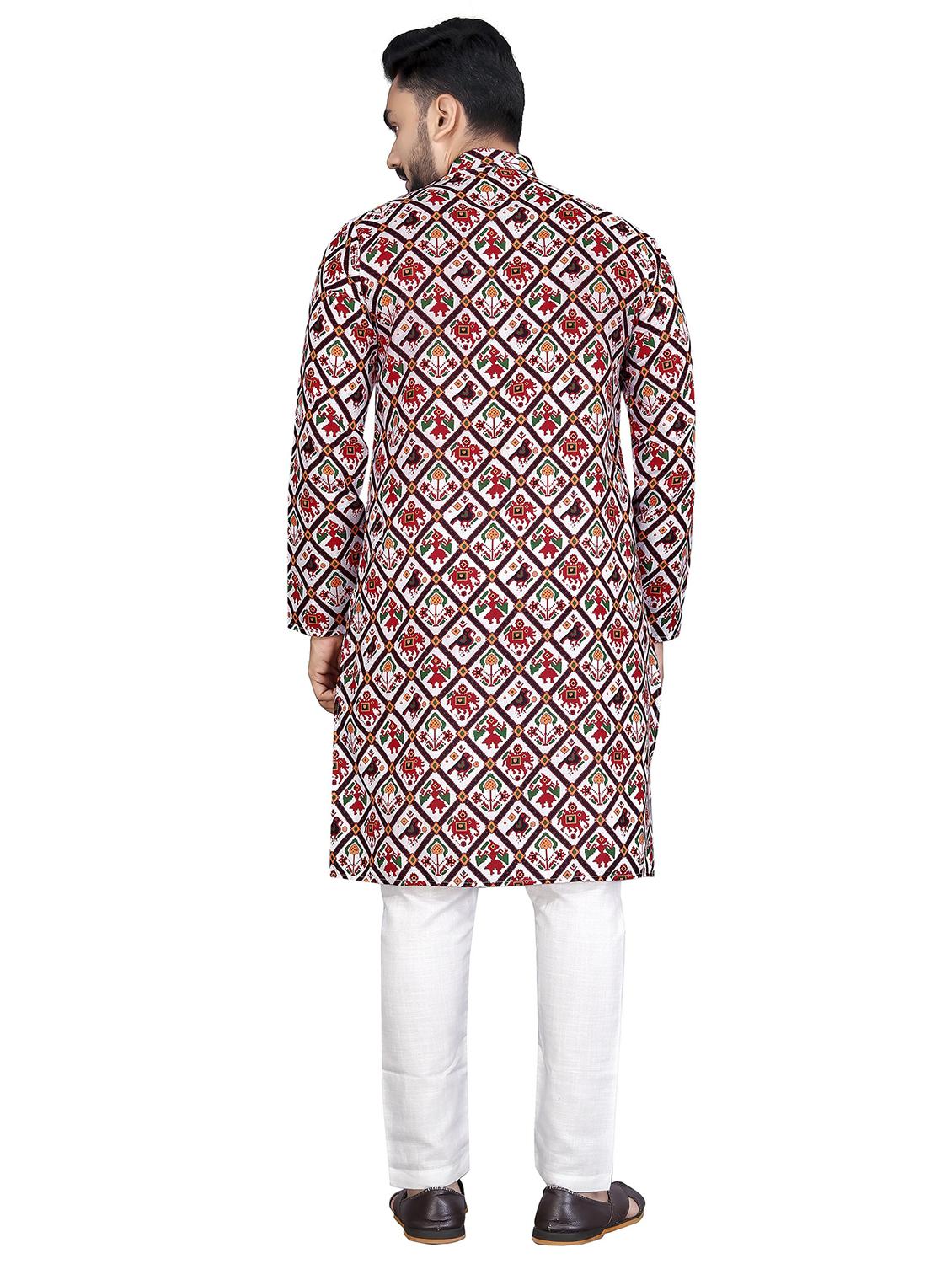 mandarin neck printed kurta - 20125148 -  Standard Image - 1