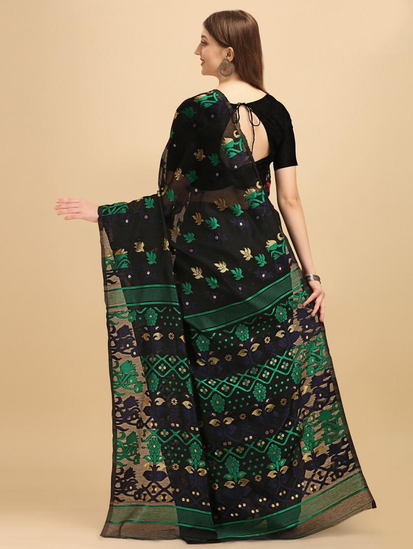 black silk printed saree - 20125281 - Standard Image - 1