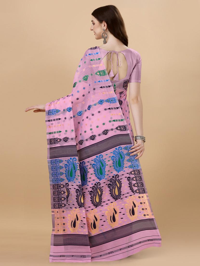 pink silk printed saree with blouse - 20125288 - Standard Image - 1