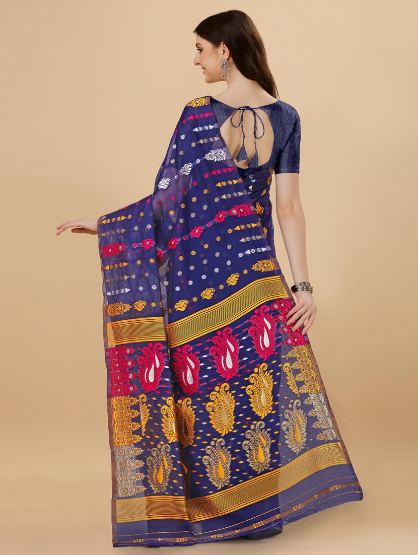 blue silk printed saree with blouse - 20125290 -  Standard Image - 1