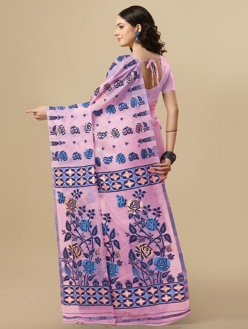 self design jamdani saree with blouse - 20125300 -  Standard Image - 1