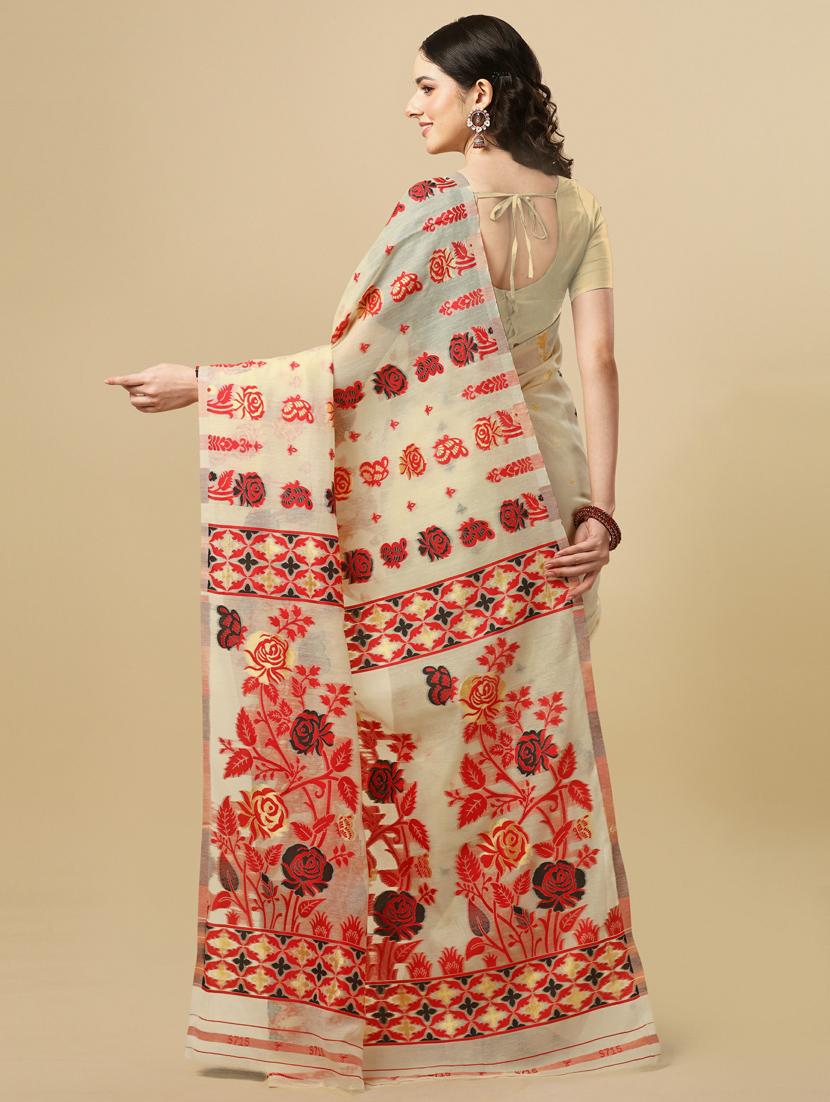 self design jamdani saree with blouse - 20125303 -  Standard Image - 1