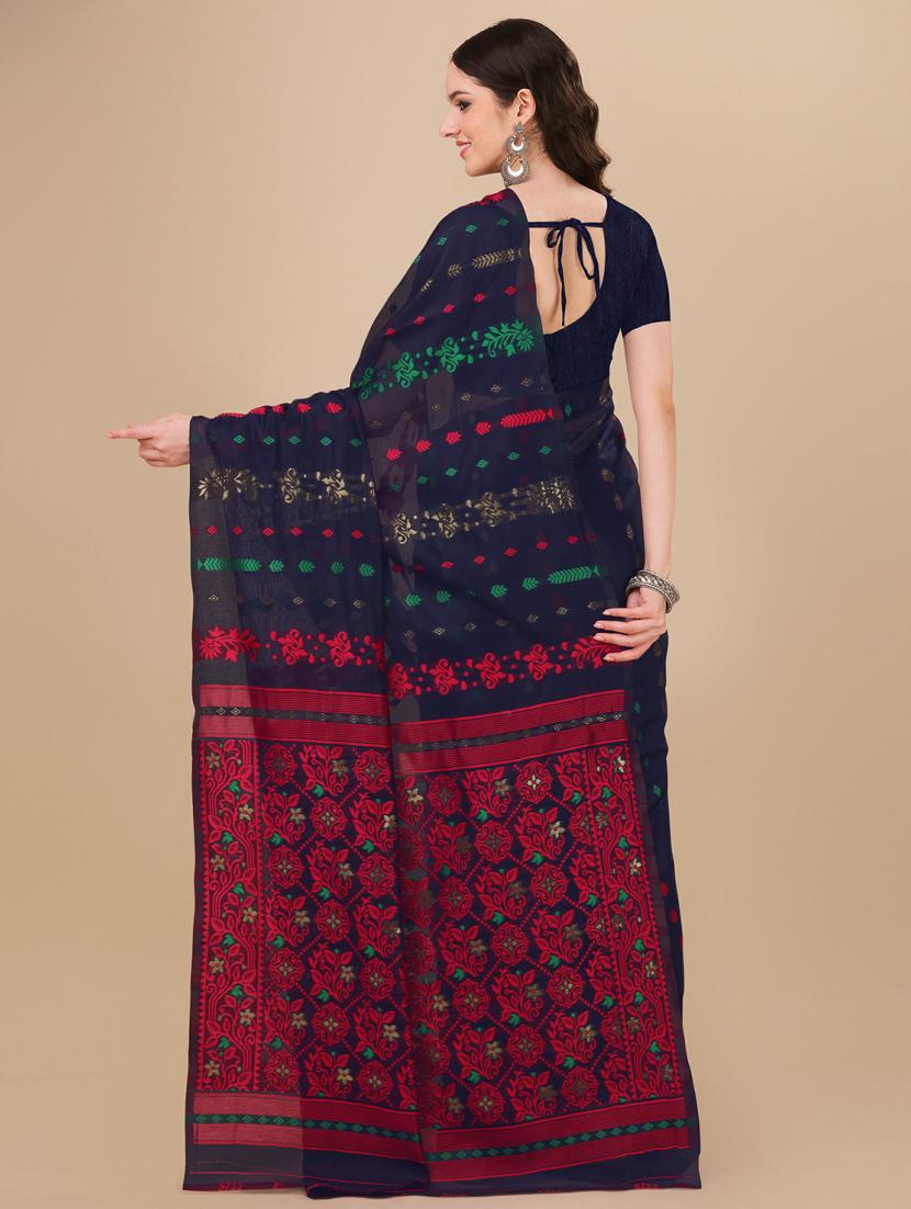 self design jamdani saree with blouse - 20125322 - Standard Image - 1