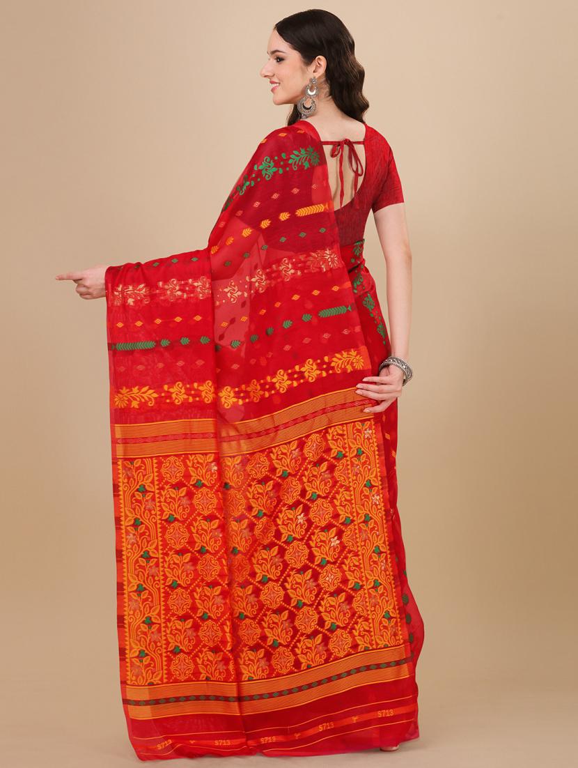 self design jamdani saree with blouse - 20125323 -  Standard Image - 1