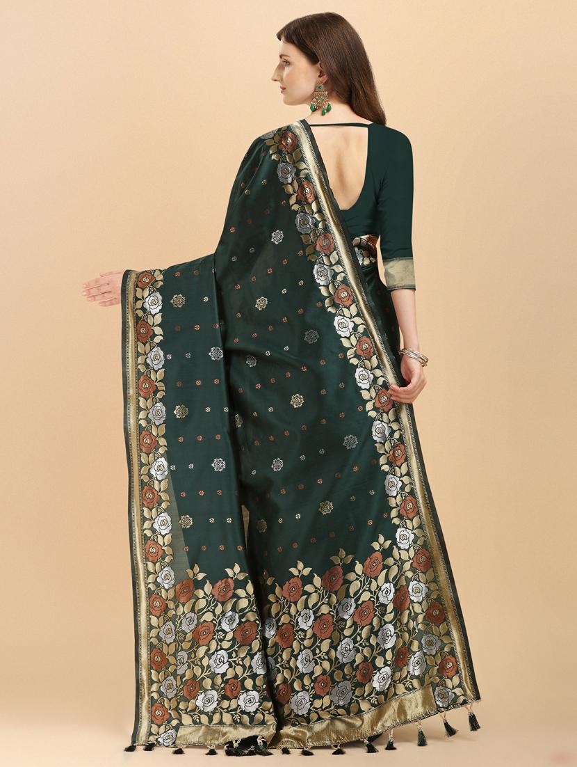 self design woven saree with blouse - 20125432 - Standard Image - 1