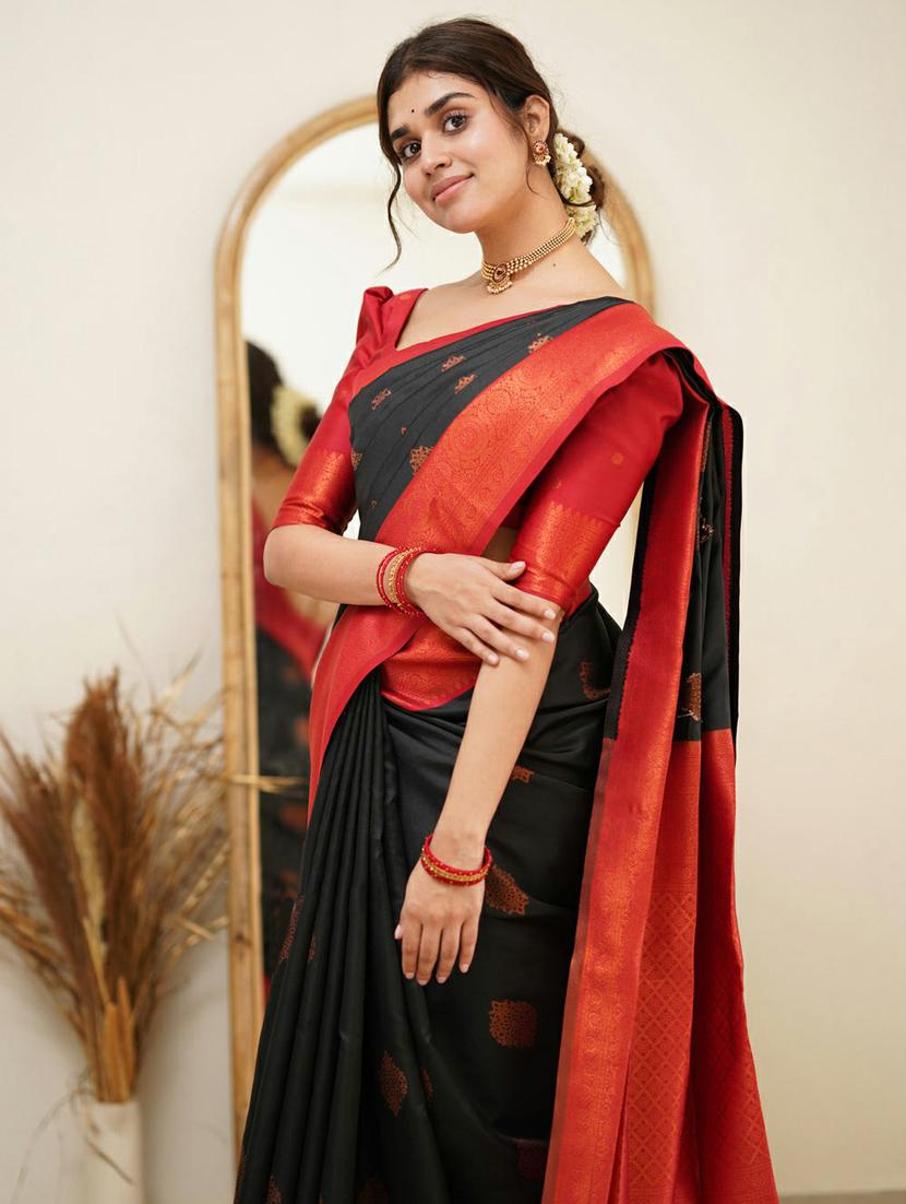 self design woven saree with blouse - 20125487 - Standard Image - 1