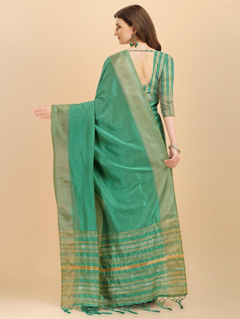 women solid woven saree with blouse - 20125698 - Standard Image - 1
