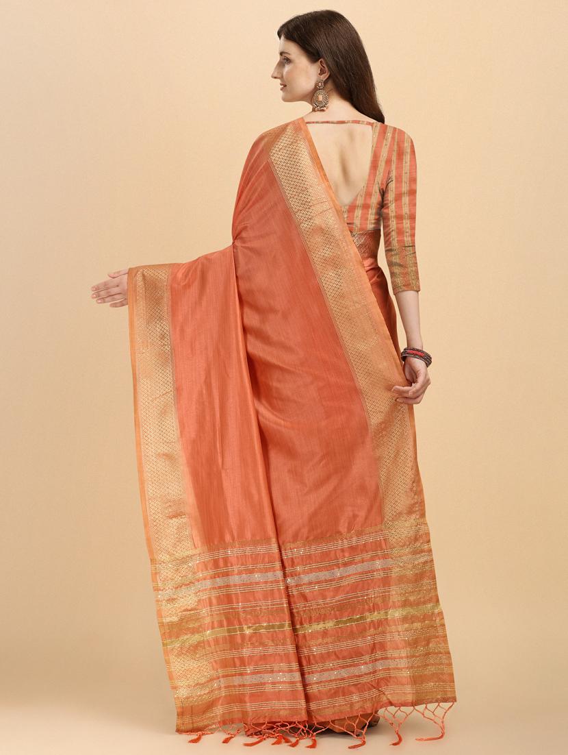 women solid woven saree with blouse - 20125700 - Standard Image - 1