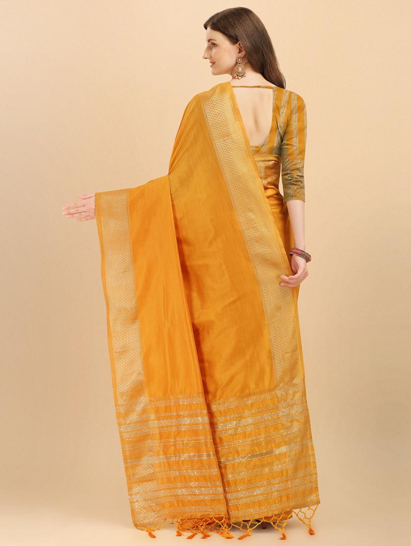 women solid woven saree with blouse - 20125702 - Standard Image - 1