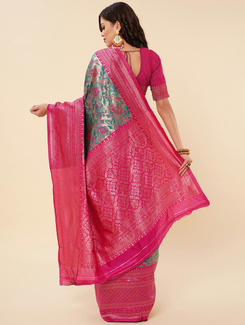 self design banarasi saree with blouse - 20125802 - Standard Image - 1