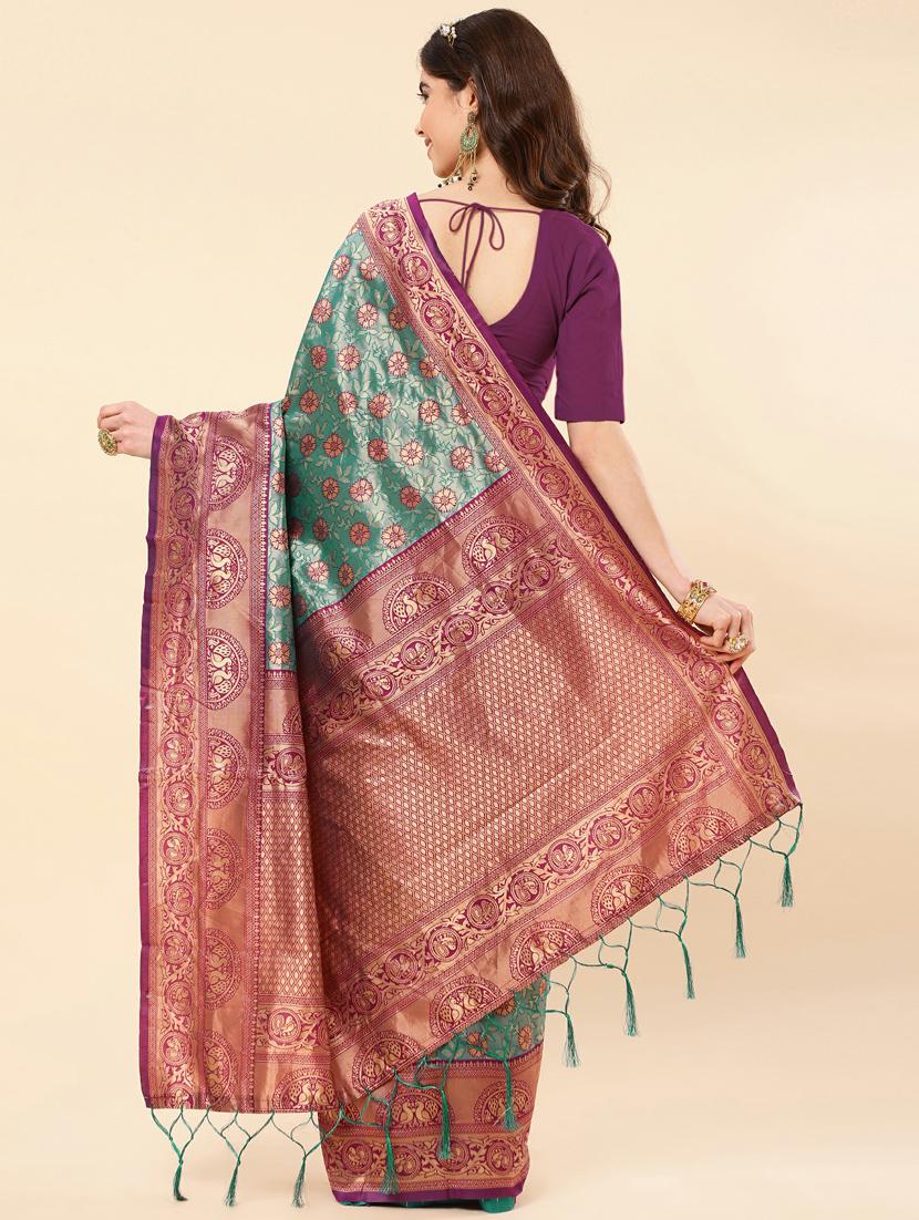 self design banarasi saree with blouse - 20125806 -  Standard Image - 1