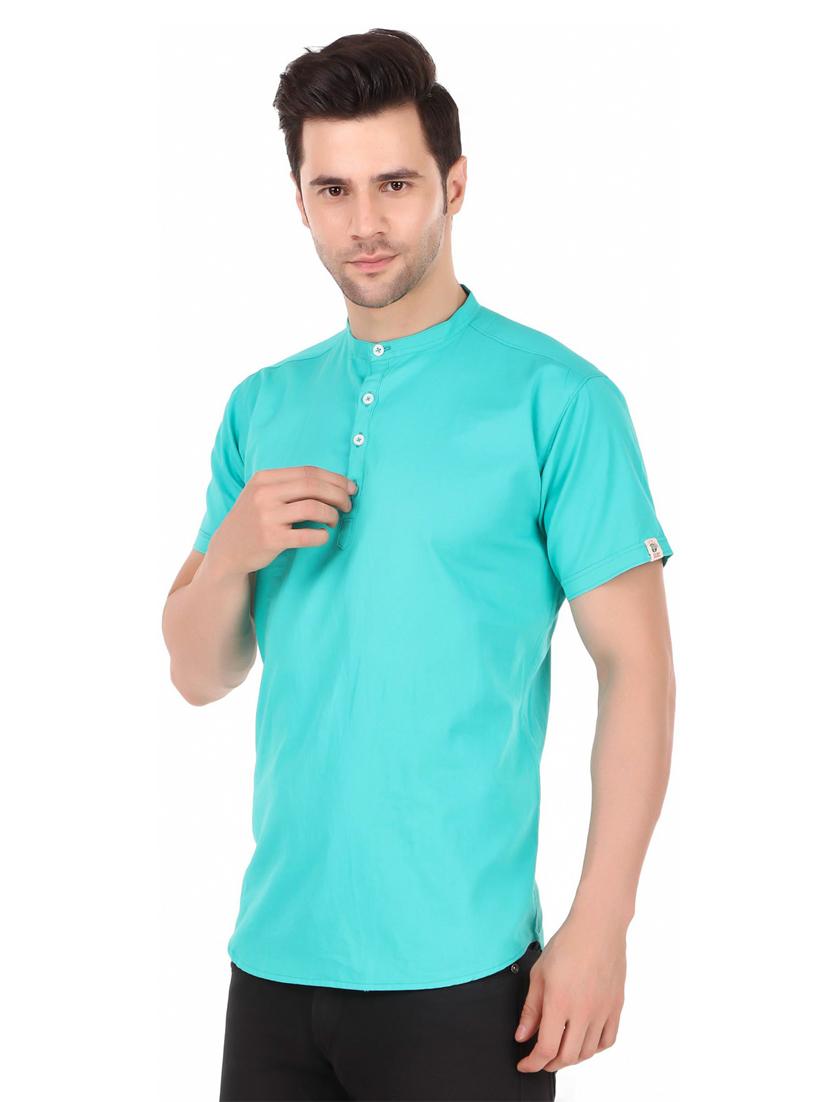mandarin neck solid short kurta - 20126725 - Standard Image - 1