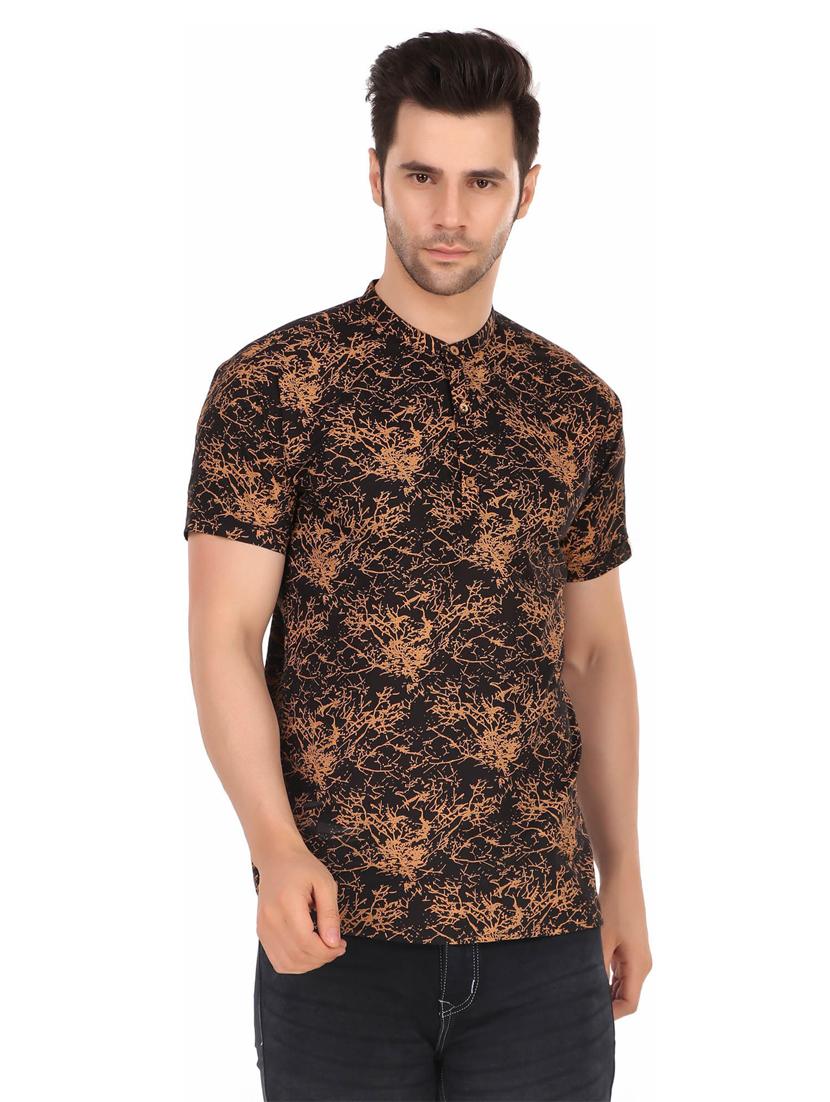 mandarin neck printed regular t-shirt - 20126793 -  Standard Image - 1