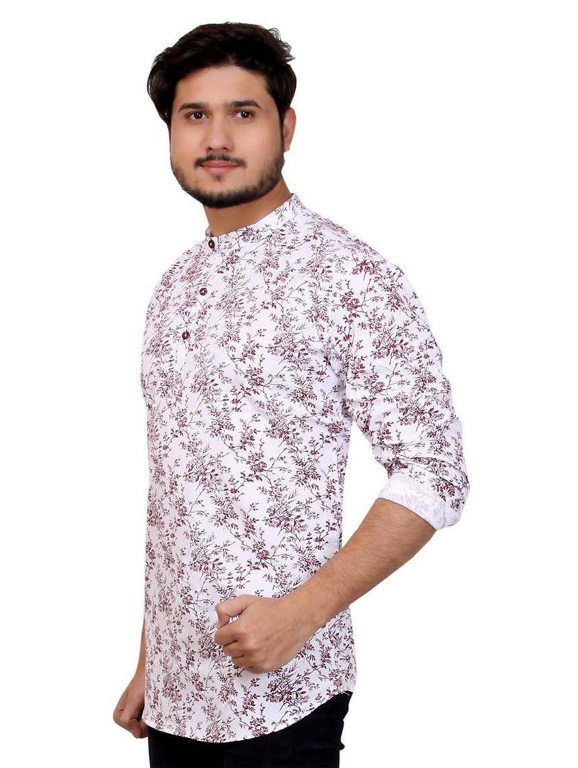 mandarin neck printed short kurta - 20126930 -  Standard Image - 1