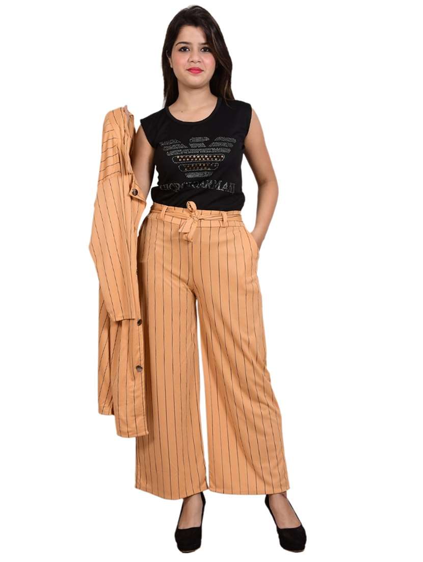 peach striped top and trouser with jacket co-ord set  - 20127091 -  Standard Image - 1