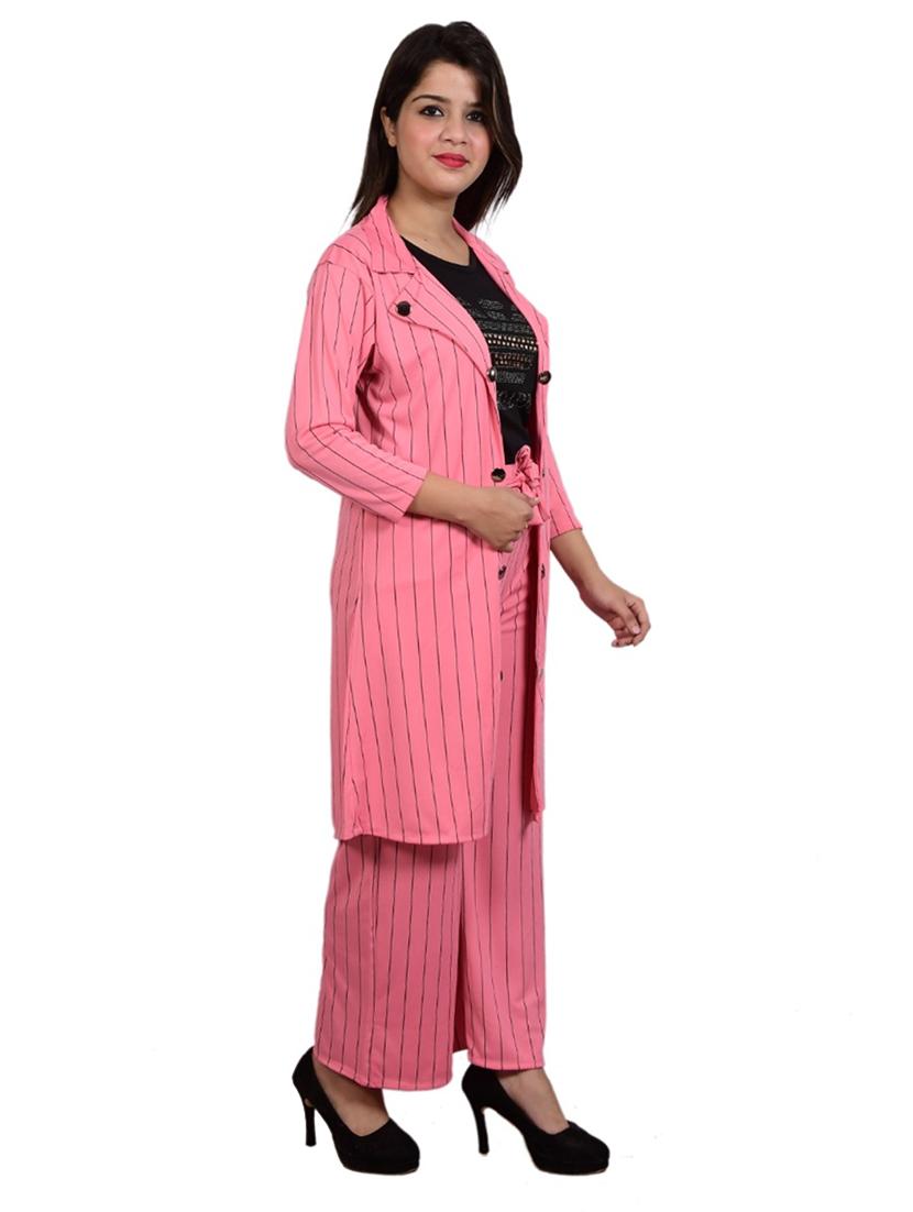 pink striped top and trouser with jacket co-ord set  - 20127093 -  Standard Image - 1