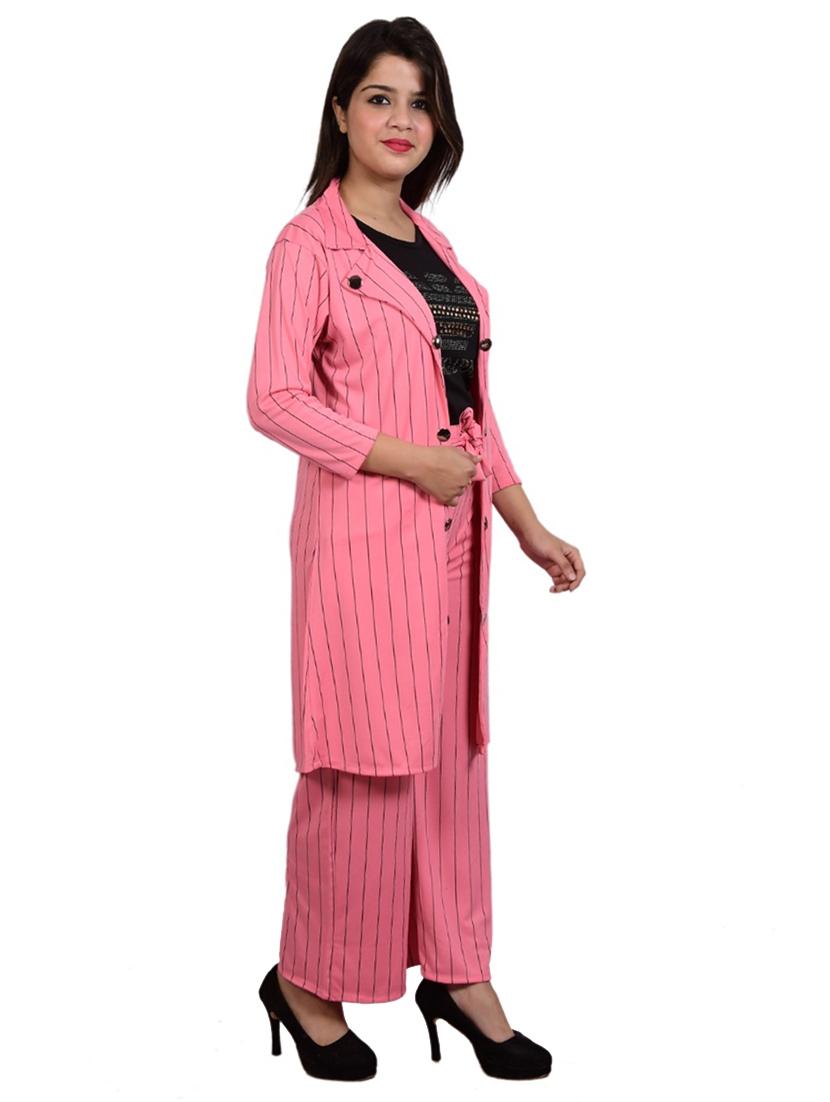 pink striped top and trouser with jacket co-ord set - 20127094 - Standard Image - 1