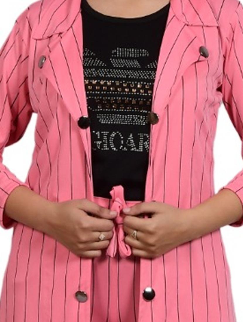 pink striped top and trouser with jacket co-ord set - 20127094 - Standard Image - 4