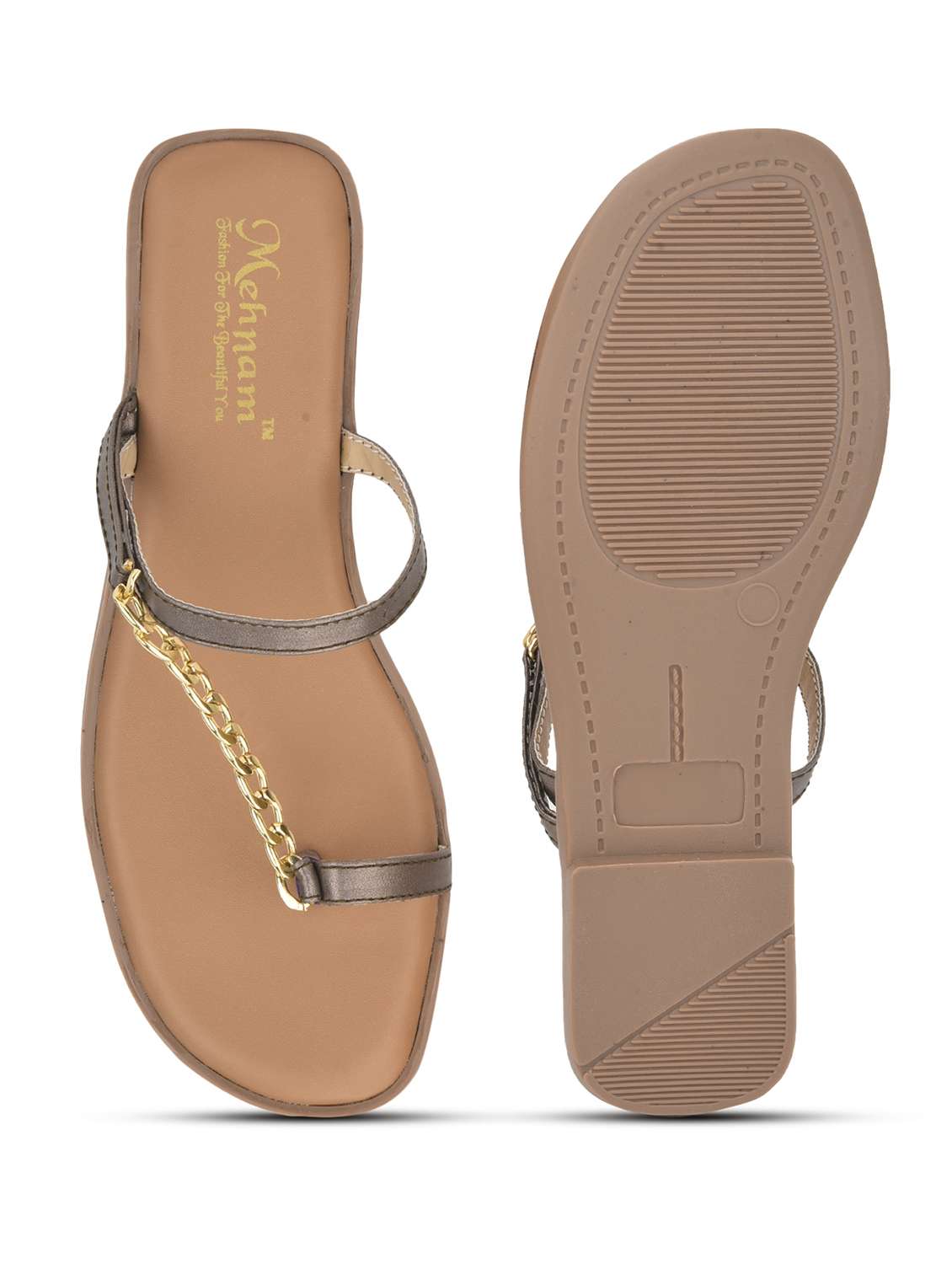 brown synthetic slip on sandals - 20127179 -  Standard Image - 4