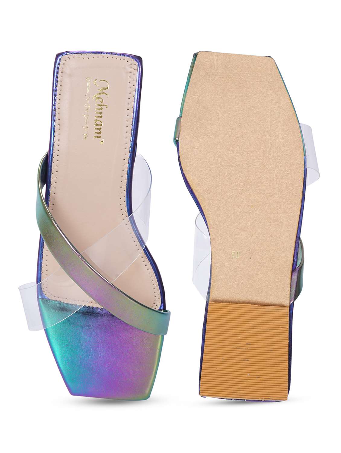 multi colored synthetic slip on sandals - 20127187 -  Standard Image - 4