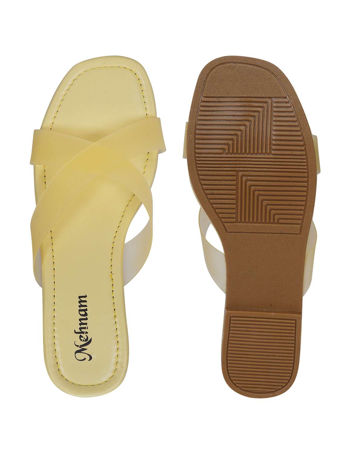 yellow synthetic slip on sandals - 20127193 -  Standard Image - 4