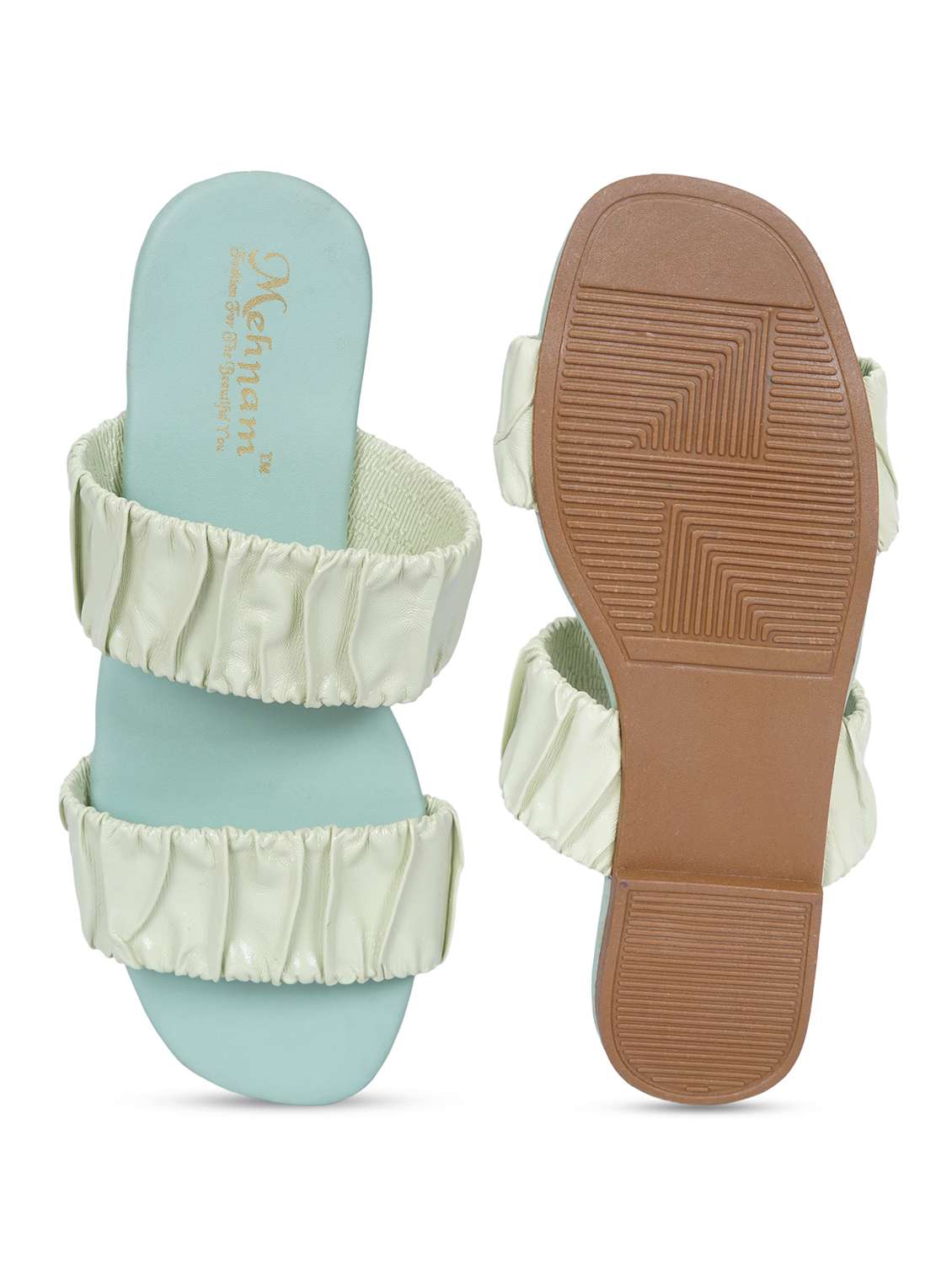 green synthetic slip on sandals - 20127198 -  Standard Image - 4