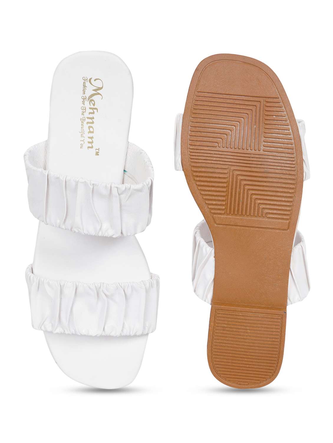 white synthetic slip on sandals - 20127199 -  Standard Image - 4