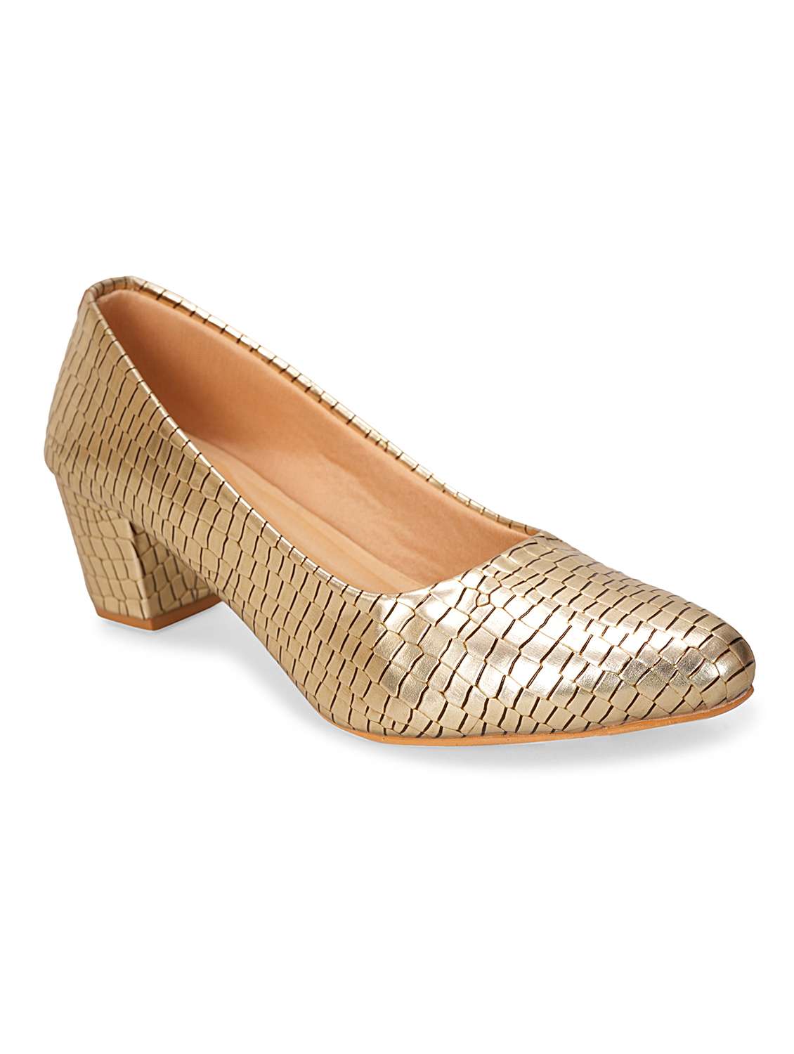 gold synthetic slip on pumps - 20127236 -  Standard Image - 1