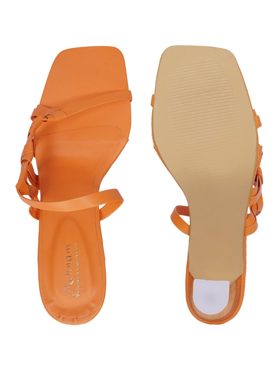 orange synthetic slip on sandals - 20127239 - Standard Image - 4