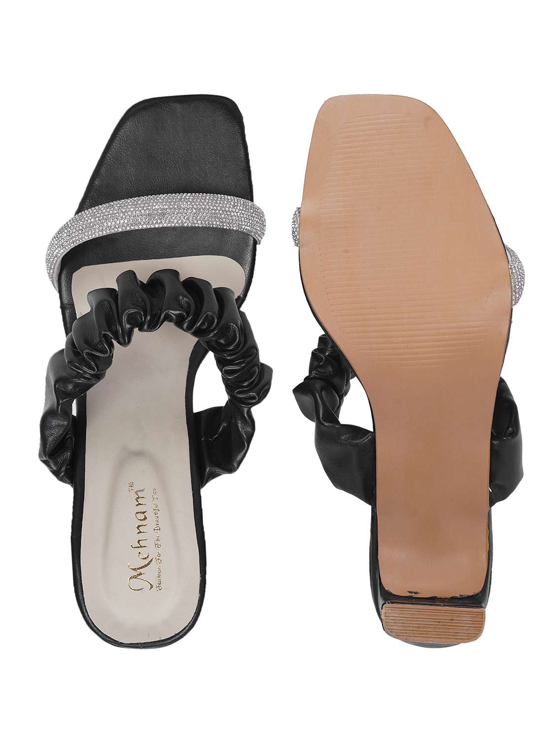 black synthetic slip on sandals - 20127249 -  Standard Image - 4