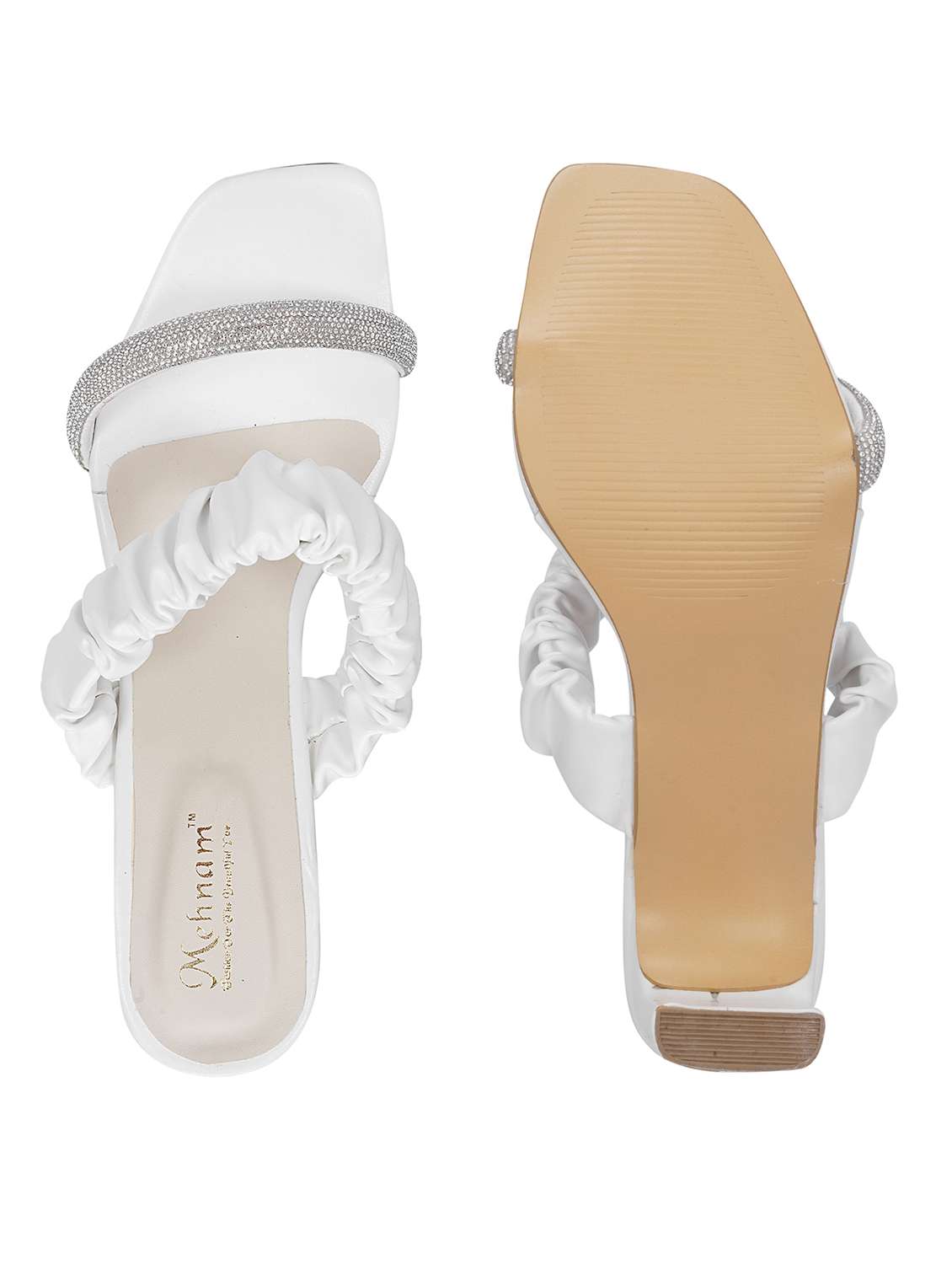 white synthetic slip on sandals - 20127250 -  Standard Image - 4