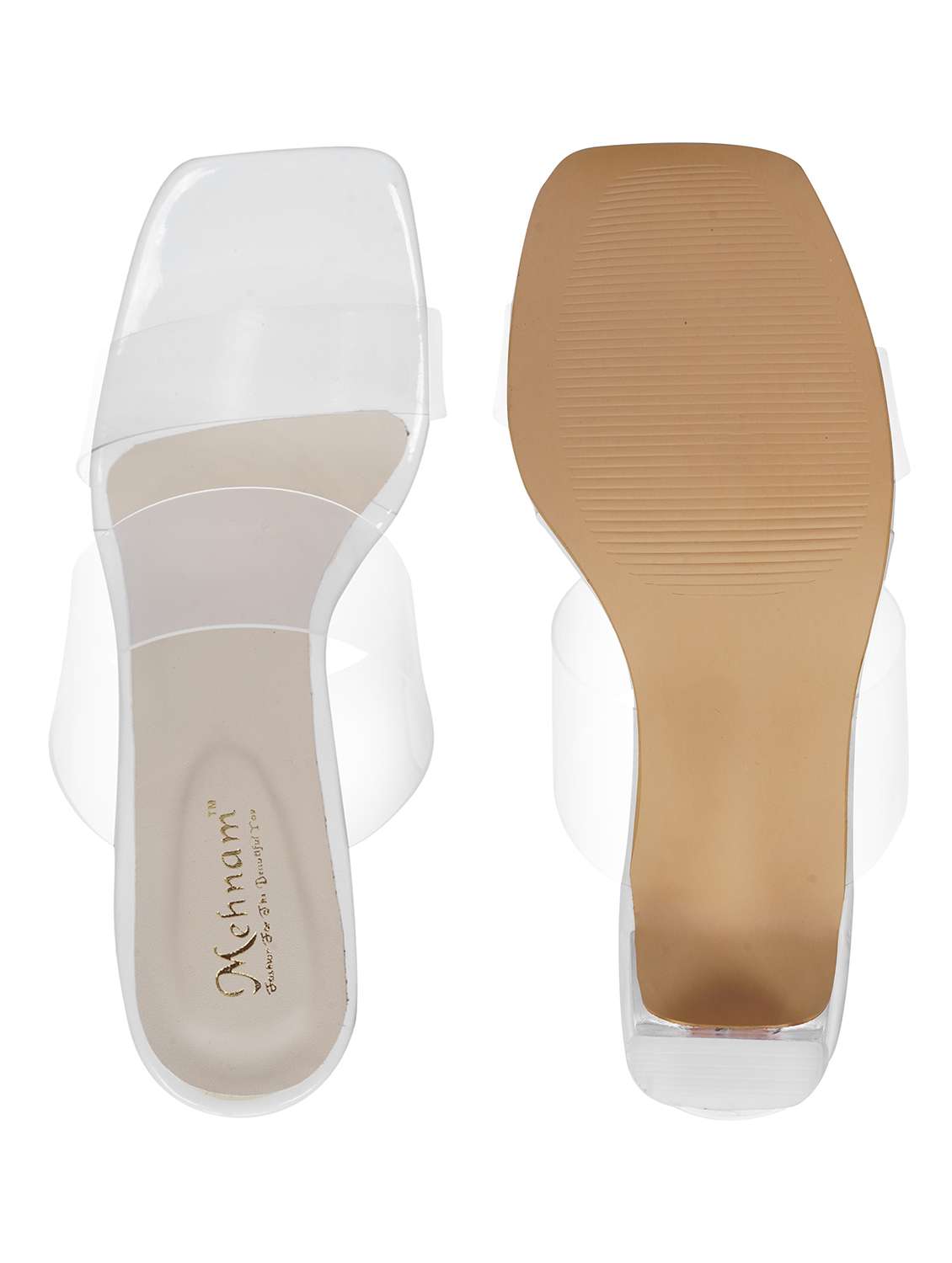 white synthetic slip on sandals - 20127270 -  Standard Image - 4