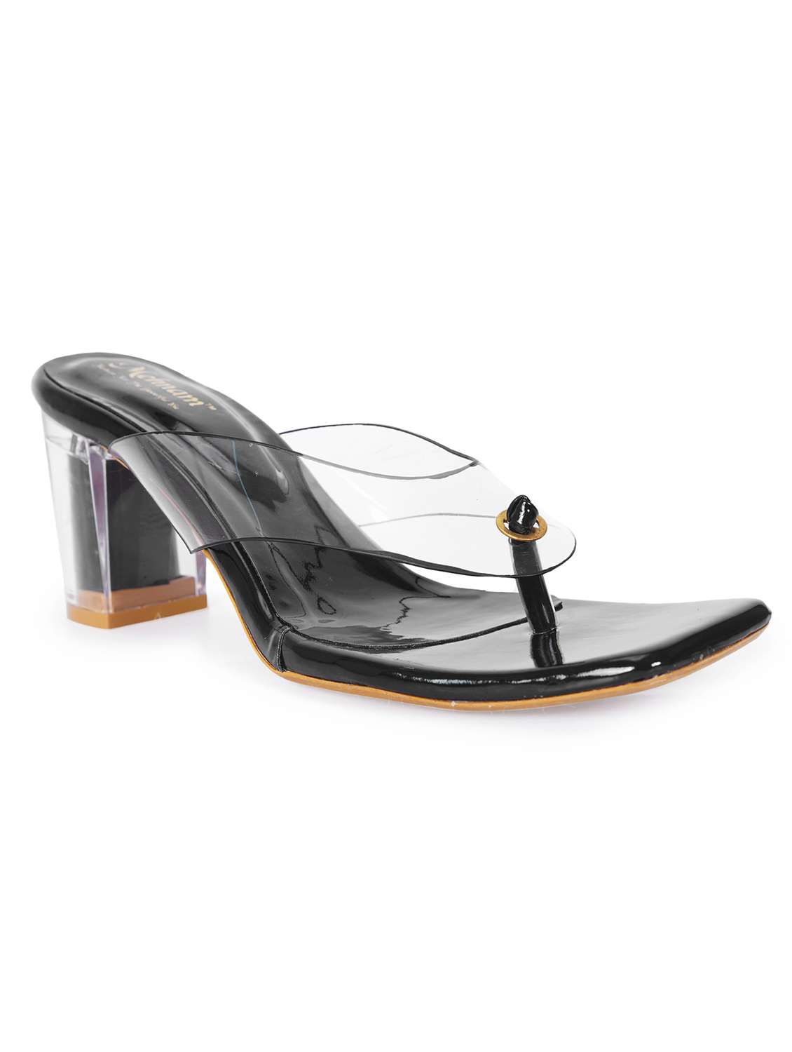 black synthetic slip on sandals - 20127271 -  Standard Image - 1