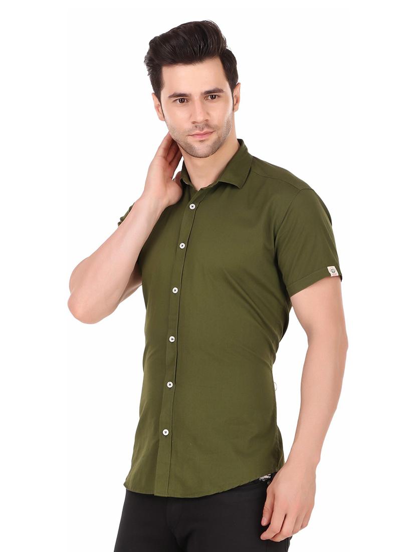green cotton casual shirt - 20128701 -  Standard Image - 1