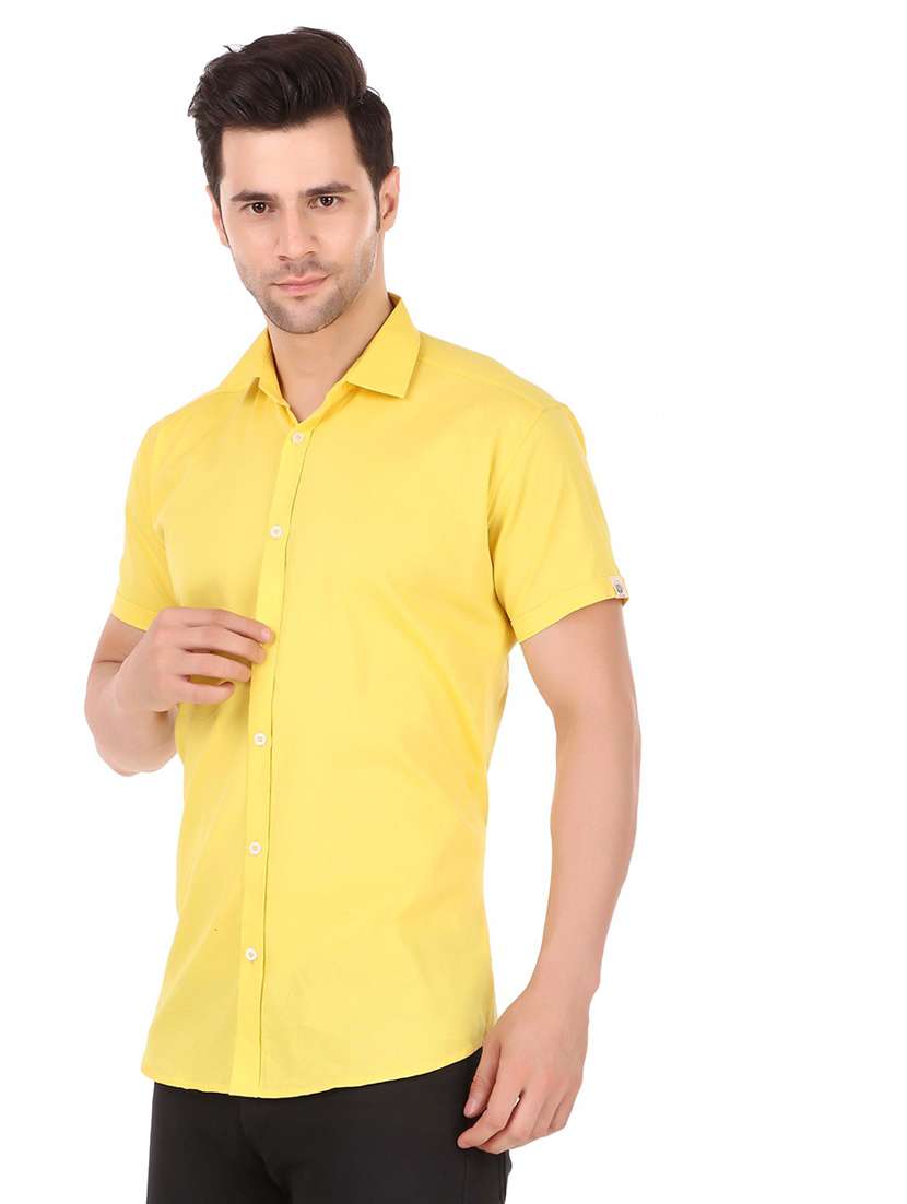 yellow cotton casual shirt - 20128706 -  Standard Image - 1