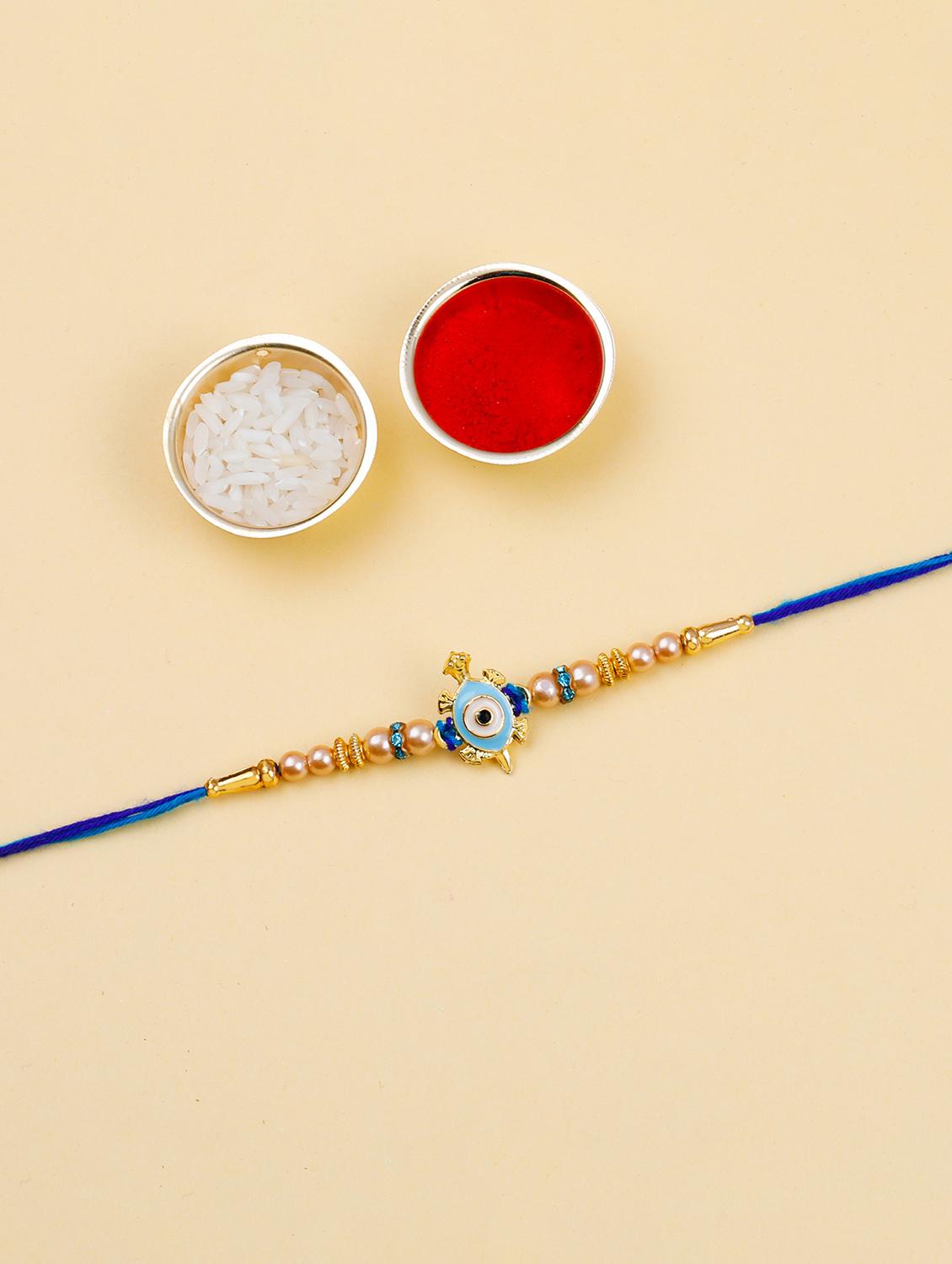 blue evil eye thread rakhi - 20130387 -  Standard Image - 1
