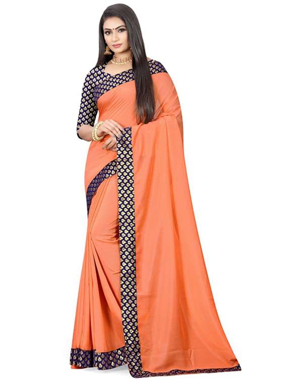 women's self design orange colored saree with blouse - 20130463 - Zoom Image - 0