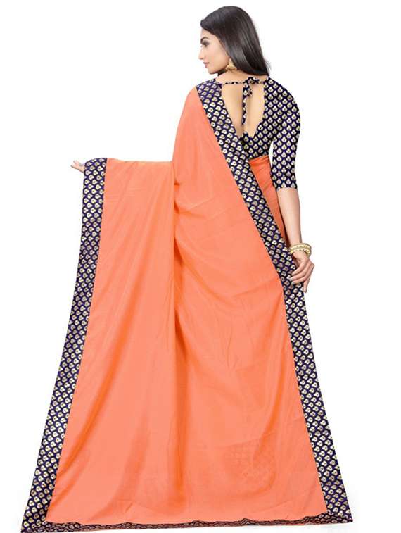 women's self design orange colored saree with blouse - 20130463 - Standard Image - 1