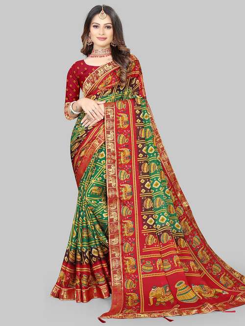 women's conversational multi colored saree with blouse - 20130521 - Standard Image - 0