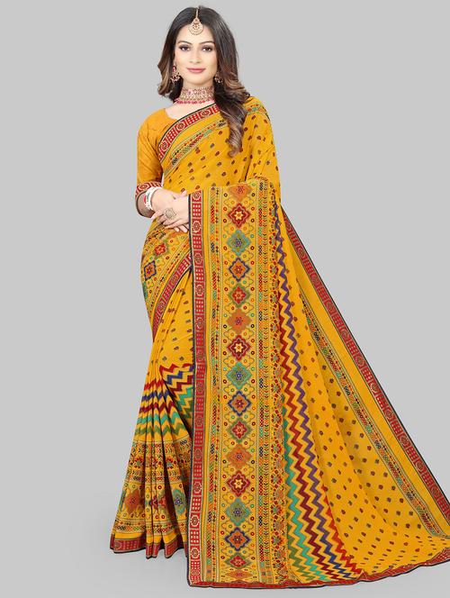 women printed saree with blouse - 20130537 - Standard Image - 0