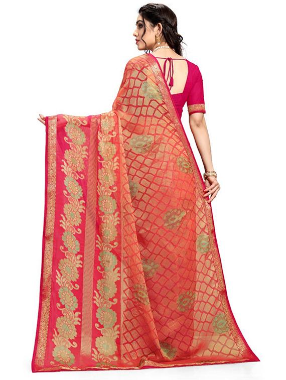 women's self design pink colored saree with blouse - 20130538 - Standard Image - 1