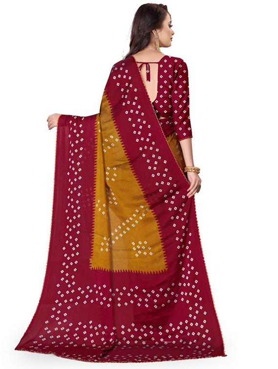 women's bandhani red colored saree with blouse - 20130637 - Standard Image - 1